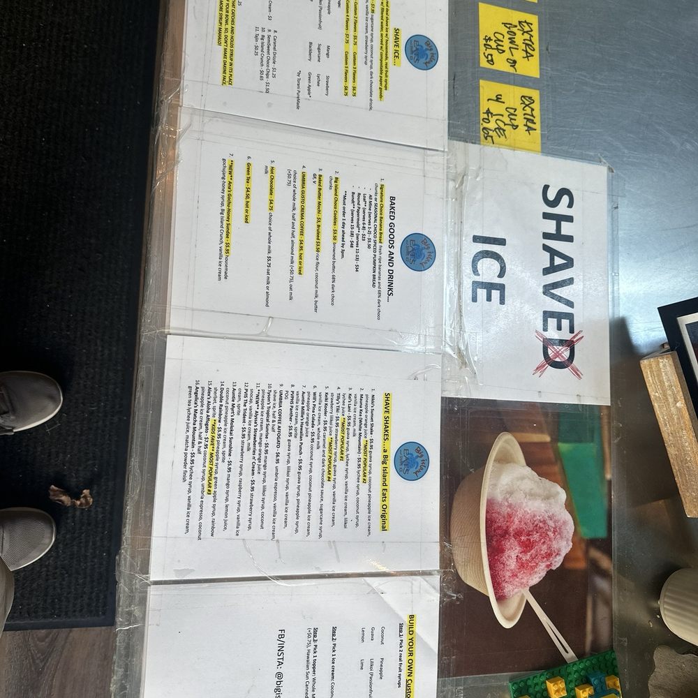 Big Island Eats and Shave Ice - Menu - Shaved Ice Near Me - Rolling Hills Estates, California
