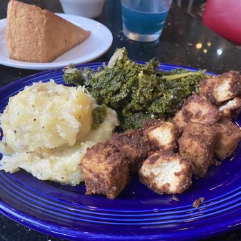 Rosetta's Kitchen - Family Favorite (Peanut Butter Baked Tofu, Smashed Potatoes, Sauteed Kale) - Vegetarian Near Me - Asheville, North Carolina