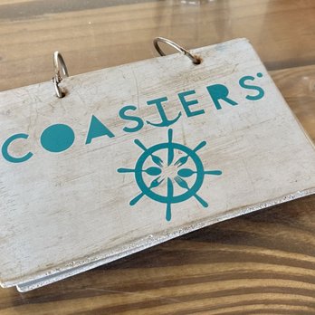 Coasters - a close up of a sign on a table - Breakfast & Brunch Near Me - Aransas Pass, Texas