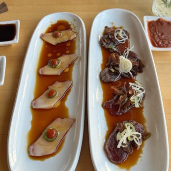 O-Ku - Yellowtail carpaccio and tuna tataki - Japanese Near Me - Jacksonville Beach, Florida O-Ku - Yellowtail carpaccio and tuna tataki - Japanese Near Me - Jacksonville Beach, Florida