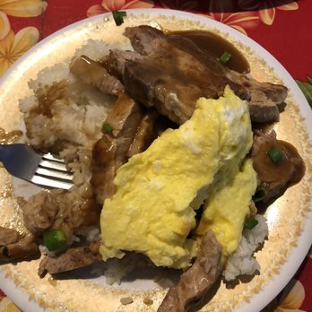 808 Grindz Cafe - Loco Moco with Pork Chop and scambled eggs - Cafes Near Me - Lahaina, Hawaii