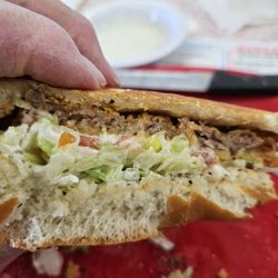 Boomarang Diner - Boomerang steak sandwich. The meat in this sandwich is somewhere between 1/8 in. and maybe a 1/4in. in one spot.
