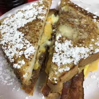 Sully Cafe - Bacon, egg and cheese French toast sandwich. - Breakfast & Brunch Near Me - Chantilly, Virginia