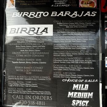 Burrito Barajas - Menu - Food Trucks Near Me - Chico, California
