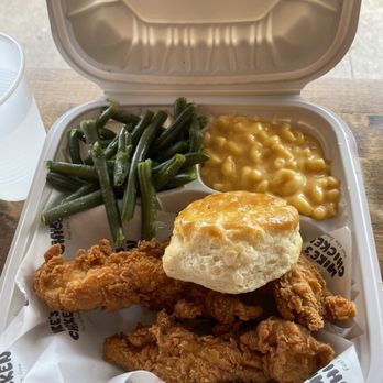 Mike's Chicken - Tenders with green beans, mac & cheese, & biscuit - Chicken Shop Near Me - Dallas, Texas Mike's Chicken - Tenders with green beans, mac & cheese, & biscuit - Chicken Shop Near Me - Dallas, Texas