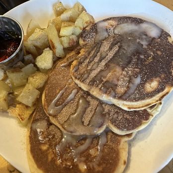 Iconik Coffee Roasters - Churro pancakes - vegan and gluten free + potatoes - Coffee & Tea Near Me - Santa Fe, New Mexico