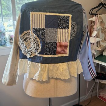 Average Joe's Vintage Collective - Back of upcycle with recused quilt and antique lace. - Used, Vintage & Consignment Near Me - Portland, Oregon