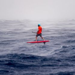 HST Windsurfing & Kitesurfing School - Alan Cadiz - Maui to Molokai channel crossing on the SUP Foil - July 7, 2018