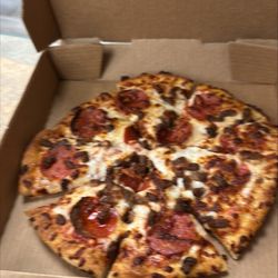Pizza Den - Mountainburg - 10" pepperoni and hamburger pizza with extra cheese.