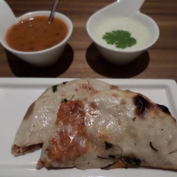 Indian Accent - Stuffed kulchas w/ cucumber/wasabi yogurt & daal accompaniments. Excellent. - Indian Near Me - New York, New York Indian Accent - Stuffed kulchas w/ cucumber/wasabi yogurt & daal accompaniments. Excellent. - Indian Near Me - New York, New York