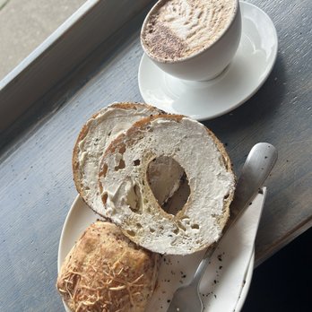 Cafe Corvo - Parmesan and bacon biscuit, everything bagel with cream cheese and a mocha - Coffee & Tea Near Me - Bremerton, Washington Cafe Corvo - Parmesan and bacon biscuit, everything bagel with cream cheese and a mocha - Coffee & Tea Near Me - Bremerton, Washington
