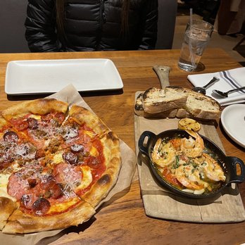 North Italia - The Pig Pizza and Wild Shrimp Scampi - Italian Near Me - Plano, Texas North Italia - The Pig Pizza and Wild Shrimp Scampi - Italian Near Me - Plano, Texas