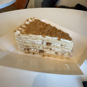 whaT’s More cake studio  - Sliced Salted Yolk and Pork Sung Crepe Cake - Custom Cakes Near Me - Sunnyvale, California