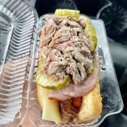Rutter's - Nov. 2025 | $3.39 | Cuban Dog: hotdog stacked with ham, pulled pork, Swiss, pickles & mustard. My favorite of the bunch.