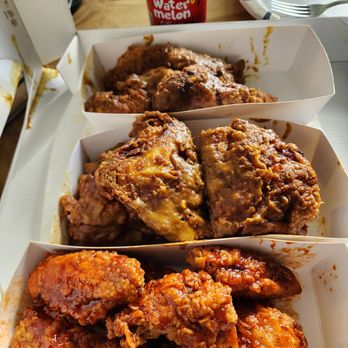 Chickngo - Sweet and Spicy (front), Kare (Curry) Hot (back) - Chicken Wings Near Me - Staten Island, New York Chickngo - Sweet and Spicy (front), Kare (Curry) Hot (back) - Chicken Wings Near Me - Staten Island, New York