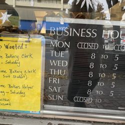 Sidney Bakery - Hours