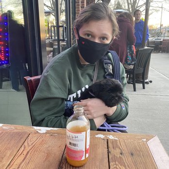 Dingo Dog Brewing Company - Enjoying some kombucha with our pup - Community Service/Non-Profit Near Me - Carrboro, North Carolina