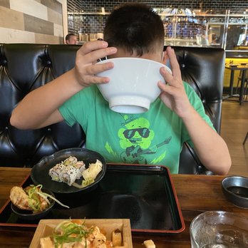 Ganzo Sushi - My son slurping the ramen soup + Kpop shrimp appetizer - Ramen Near Me - Delray Beach, Florida Ganzo Sushi - My son slurping the ramen soup + Kpop shrimp appetizer - Ramen Near Me - Delray Beach, Florida
