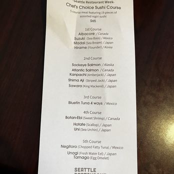 Shiro's - Seattle restaurant week chef's choice sushi course - Sushi Bars Near Me - Seattle, Washington
