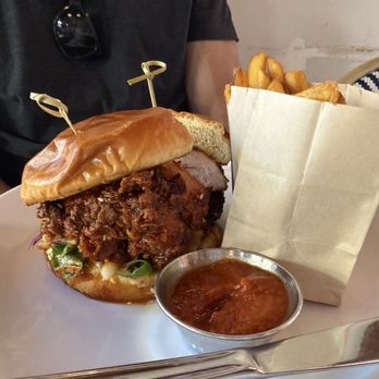 Fete - Korean fried chicken sandwich - husband loved it! - New American Near Me - Honolulu, Hawaii
