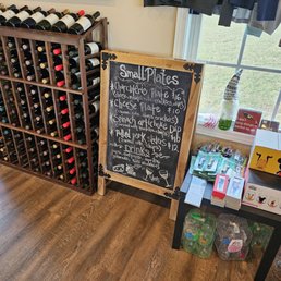 wine rack and chalk board