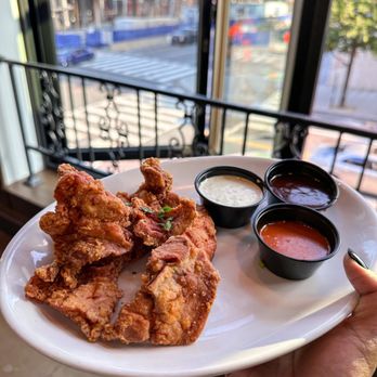 Takoda Navy Yard - Boneless Chicken wings with a side of Ranch, Buffalo and BBQ Sauce - Beer Gardens Near Me - Washington, DC, District of Columbia Takoda Navy Yard - Boneless Chicken wings with a side of Ranch, Buffalo and BBQ Sauce - Beer Gardens Near Me - Washington, DC, District of Columbia