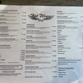 Hot Wings Cafe - Menu as of June 2022 - New American Near Me - Pasadena, California