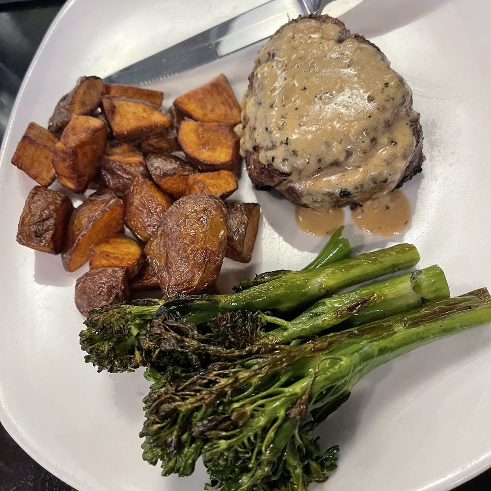 Anna Dolce Ristorante - Filet mignon that was salty with rubbery grilled broccolini. Potatoes were dry and chewy as well. - Italian Near Me - West Des Moines, Iowa Anna Dolce Ristorante - Filet mignon that was salty with rubbery grilled broccolini. Potatoes were dry and chewy as well. - Italian Near Me - West Des Moines, Iowa