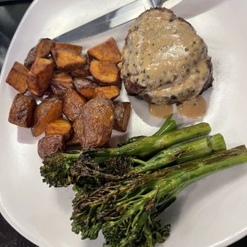 Anna Dolce Ristorante - Filet mignon that was salty with rubbery grilled broccolini. Potatoes were dry and chewy as well. - Italian Near Me - West Des Moines, Iowa Anna Dolce Ristorante - Filet mignon that was salty with rubbery grilled broccolini. Potatoes were dry and chewy as well. - Italian Near Me - West Des Moines, Iowa