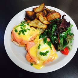 Eggs Benedict with salmon.