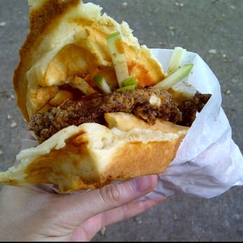 Nomad Gourmet - Large chicken and waffle sandwich. - Food Trucks Near Me - Upper Tantallon, Nova Scotia Nomad Gourmet - Large chicken and waffle sandwich. - Food Trucks Near Me - Upper Tantallon, Nova Scotia