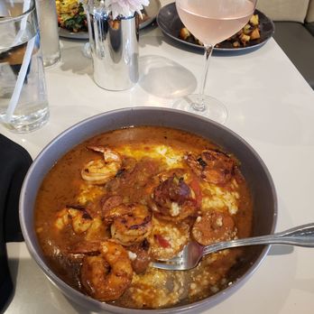 1010 Wine and Events - Shrimp & Grits, made w/ Cajun Roux sauce. And my guava mimosa :) - Wine Bars Near Me - Inglewood, California 1010 Wine and Events - Shrimp & Grits, made w/ Cajun Roux sauce. And my guava mimosa :) - Wine Bars Near Me - Inglewood, California