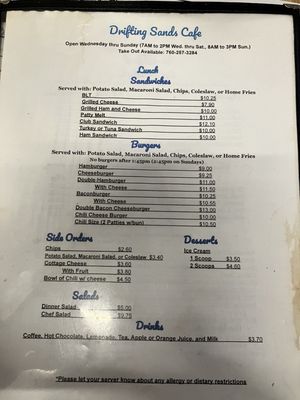 Menu photo 2 Drifting Sands Cafe Newberry Springs, CA Menu photo 2 Drifting Sands Cafe Newberry Springs, CA