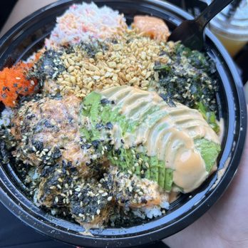 Bluewater Poke - 2 scoop bowl (spicy tuna, salmon) Crab, masago, seaweed, avocado, spicy mayo, spicy ponzu, volcano sauce; garlic, furikake, sesame seeds - Poke Near Me - Redlands, California Bluewater Poke - 2 scoop bowl (spicy tuna, salmon) Crab, masago, seaweed, avocado, spicy mayo, spicy ponzu, volcano sauce; garlic, furikake, sesame seeds - Poke Near Me - Redlands, California