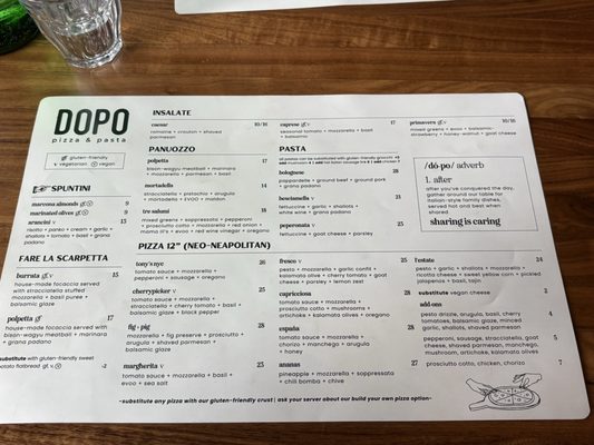 Menu photo 1 Dopo Pizza & Pasta Truckee, CA Menu photo 1 Dopo Pizza & Pasta Truckee, CA