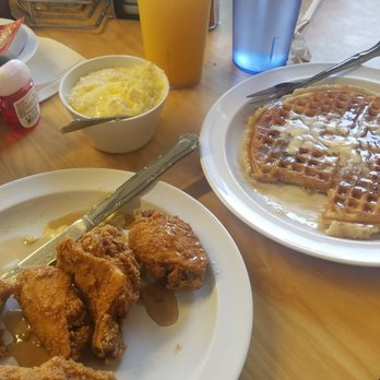 The Serving Spoon - Chicken, waffles, and grits with warm syrup - Breakfast & Brunch Near Me - Inglewood, California The Serving Spoon - Chicken, waffles, and grits with warm syrup - Breakfast & Brunch Near Me - Inglewood, California