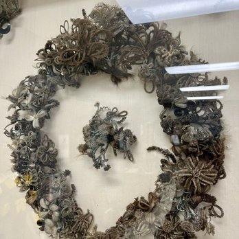 Madison County Historical Society - Wreath made from human hair. Common in the Victorian area. - Museums Near Me - Winterset, Iowa Madison County Historical Society - Wreath made from human hair. Common in the Victorian area. - Museums Near Me - Winterset, Iowa