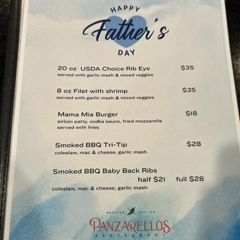 Panzarello's Restaurant - Father's Day menu. - Italian Near Me - Upland, California Panzarello's Restaurant - Father's Day menu. - Italian Near Me - Upland, California