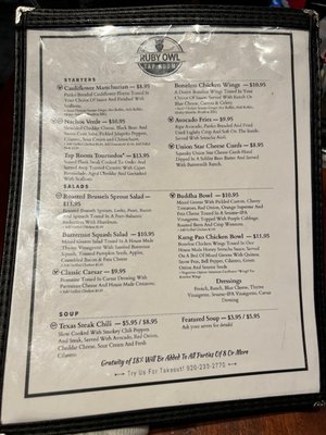 Menu photo 3 Ruby Owl Oshkosh, WI