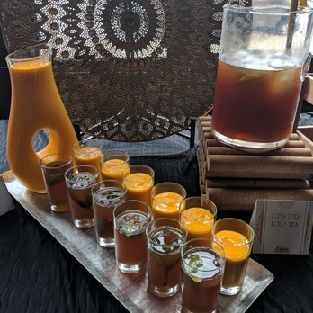 Kama - Mango lasse, dark tea and chai tea at Kama Bistro Sunday brunch. - Indian Near Me - La Grange, Illinois