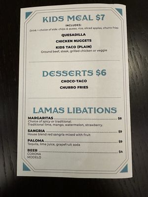 Menu photo 8 Taco Lamas Hoffman Estates, IL