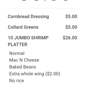 Tee's Southern Kitchen - My bill - Southern Near Me - Columbus, Ohio