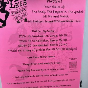 Lei Lei's Bistro - Menu - Food Trucks Near Me - Honolulu, Hawaii