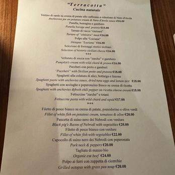 Terracotta - The Terracotta menu October 2022 - Sicilian Near Me - Agrigento, AG