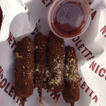 Citi Field - Mozzarella sticks (on a stick!) stuffed with pepperoni. Delicious. - Stadiums & Arenas Near Me - Corona, New York
