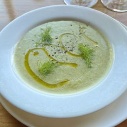 Potato and leek soup, excellent. Potato and leek soup, excellent.