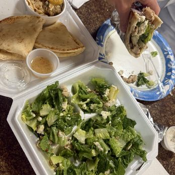 Missouri Mud Company - Greek Salad without Olives Grilled chicken gyro - Coffee & Tea Near Me - Raymore, Missouri