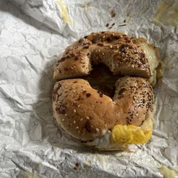 The Linden Store - Sausage egg & cheese on everything bagel