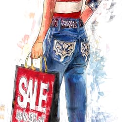 Eclectic Image Gallery - Elaine and I have another Mixed Media, of Photography and Painting in the Glamour Girl Series, only this time with shopping Bag.