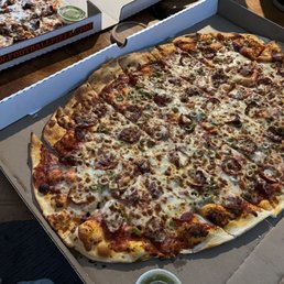 Pepperoni and green olive pizza Pepperoni and green olive pizza
